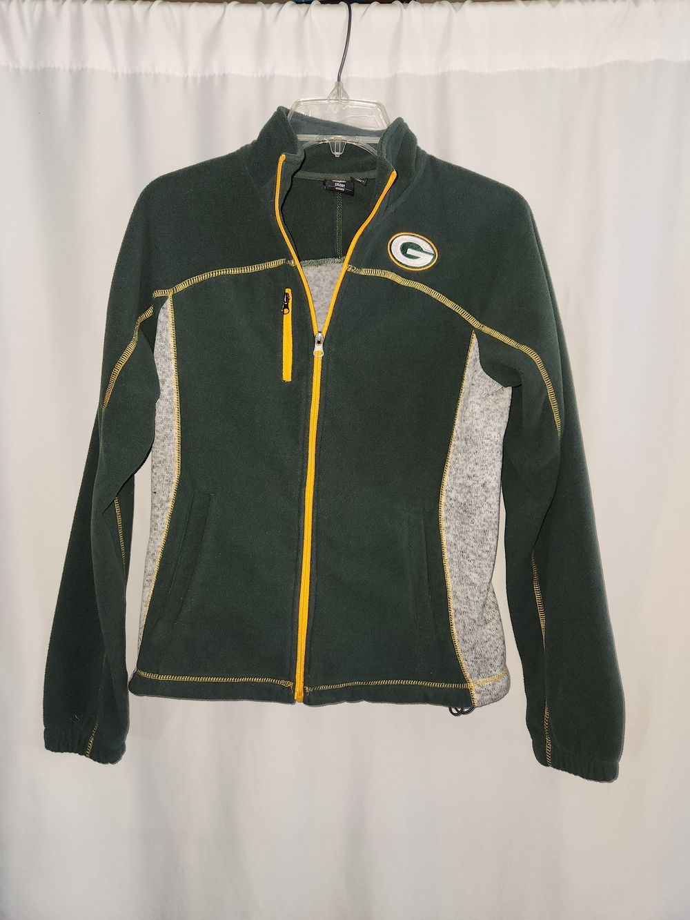 NFL Women's Dark Green Fleece Jacket with Yellow Trim #embroidered #plush cozy